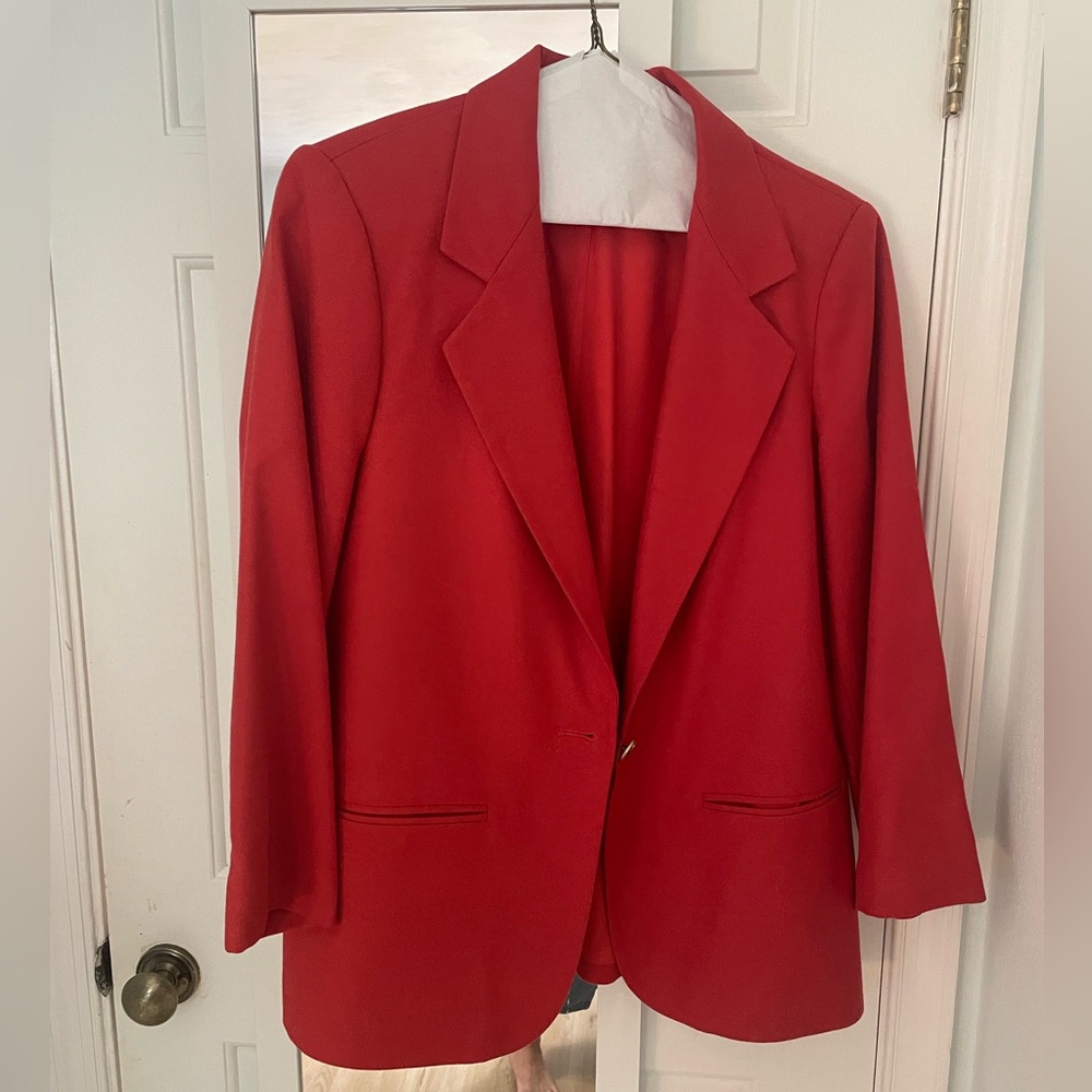Sag Harbor Vintage 100% Wool Red Blazer Size 12p
